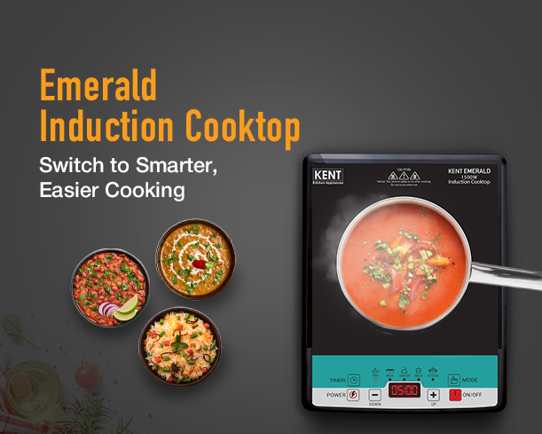 Kent Emerald induction cooktop with sleek black surface and touch controls, ideal for modern kitchen cooking.