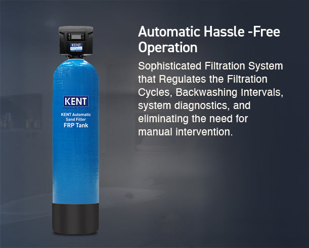 Kent automatic sand filter for water purification, featuring a 100L capacity, designed for efficient filtration and clear water.