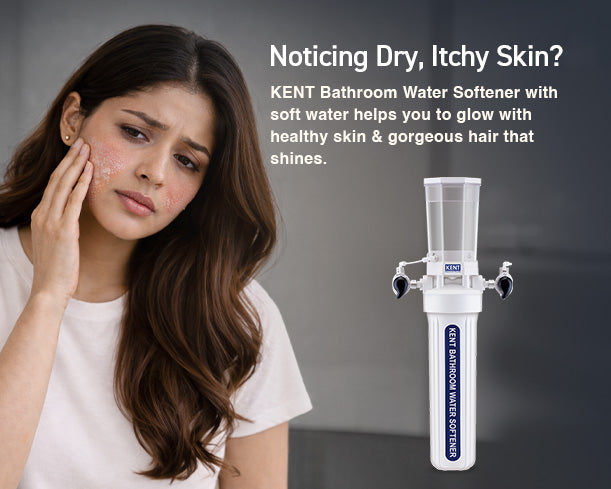 Kent bathroom water softener unit with control valve and softening tank, designed for household water treatment.