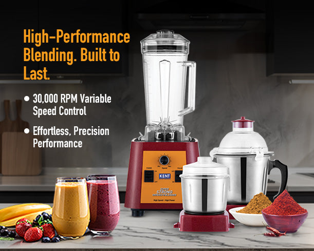 Kent Super Strong Grinder Blender with stainless steel blades and durable jar, ideal for mixing and grinding ingredients efficiently.