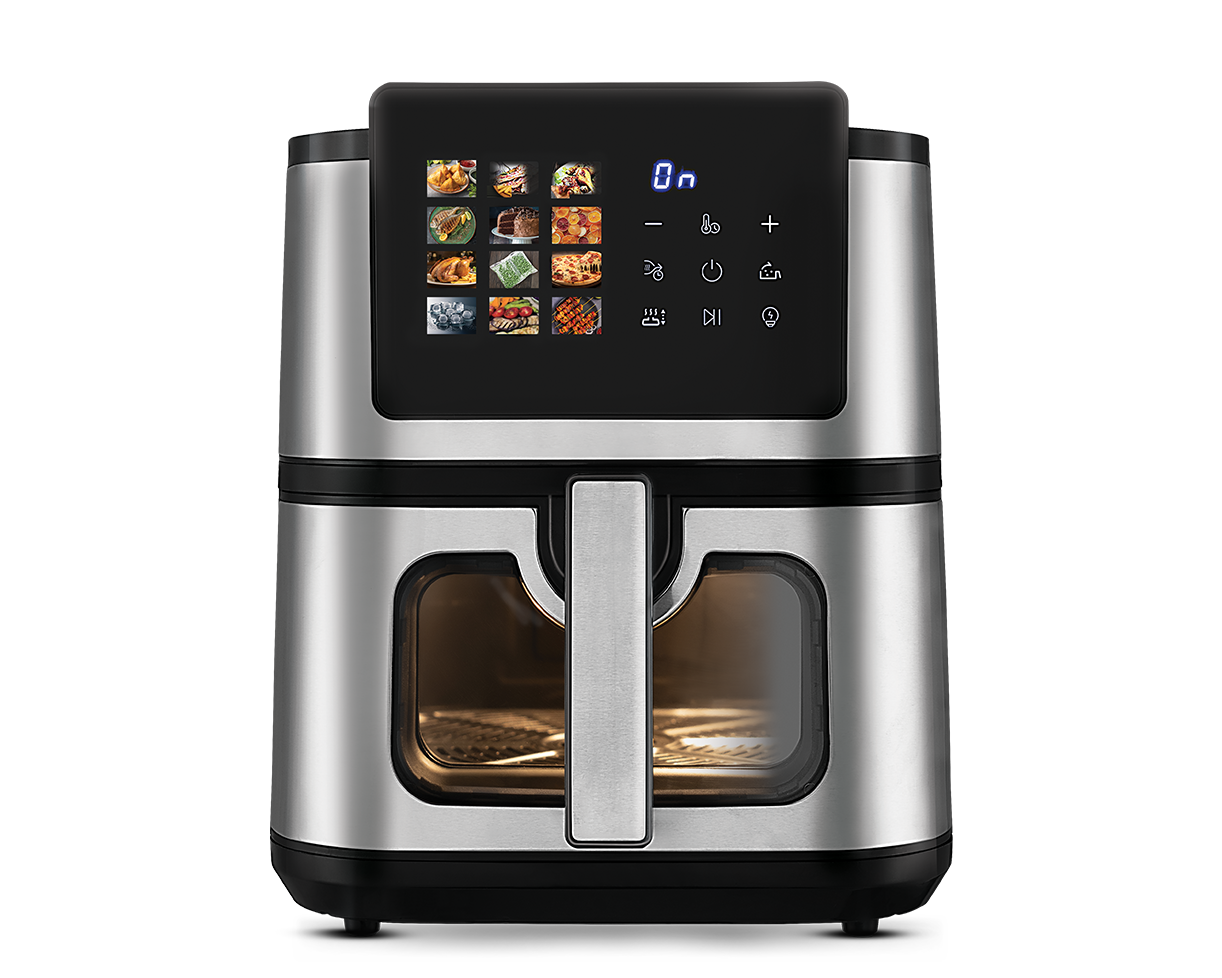 Kent Digital Air Fryer 9L, sleek black kitchen appliance with digital controls and spacious cooking basket.
