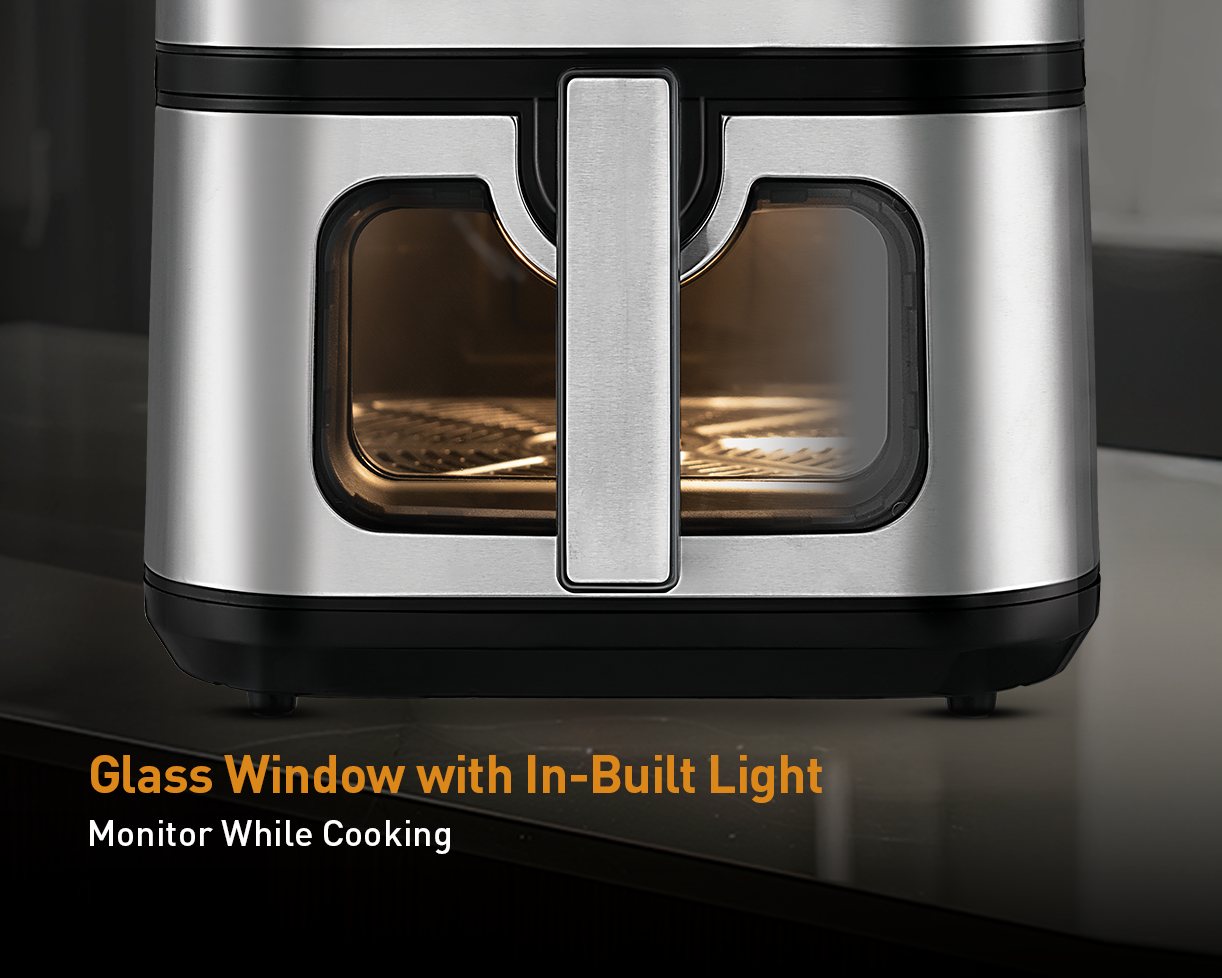 Kent Digital Air Fryer 9L showing a sleek black appliance with digital controls and a large cooking basket for healthy frying.