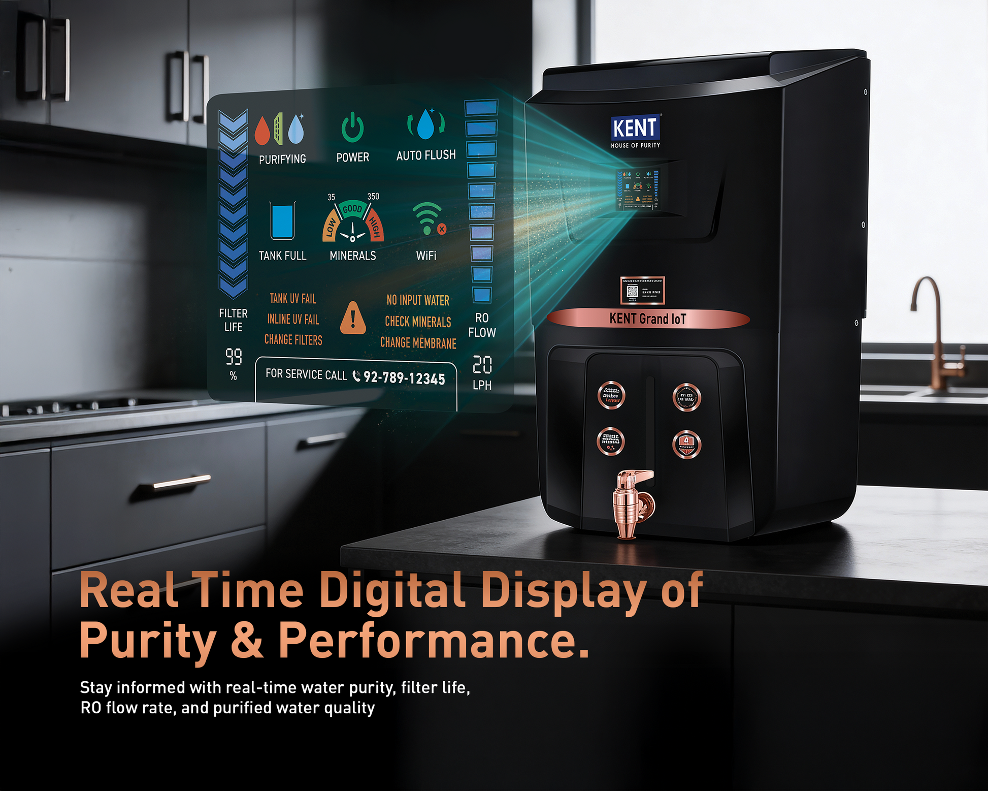 KENT Grand IoT RO Water Purifier from Kent RO Systems with digital display and modern design.