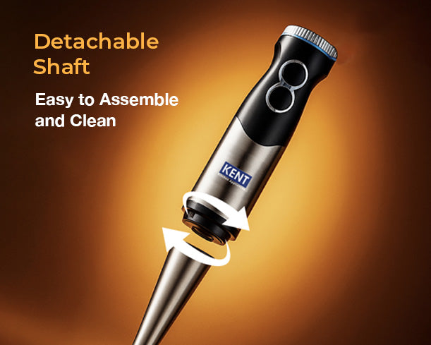 Kent hand blender and chopper with 450W motor, showing the sleek black and silver kitchen appliance with blending attachments