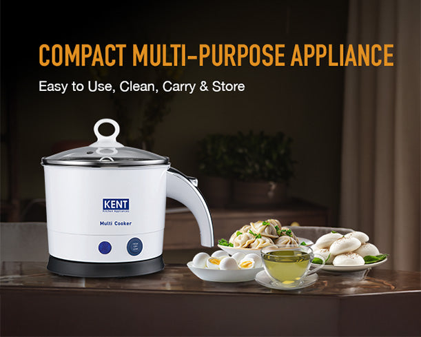 Kent Multi Cooker from Kent RO Systems, featuring a sleek kitchen appliance with multiple functions and digital controls.
