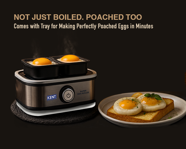 KENT Super Egg Boiler by Kent RO Systems, showing a compact electric egg cooker with multiple egg trays and control panel.