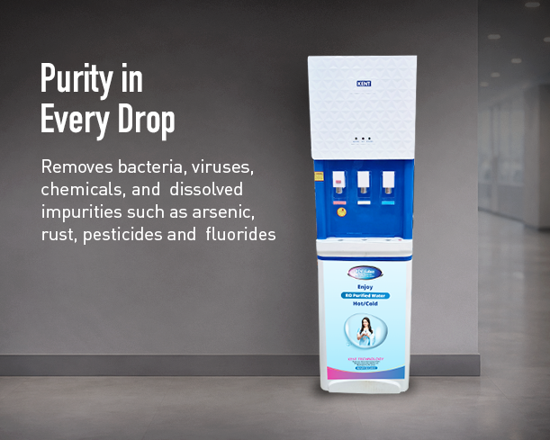 Infographic showing features of Kent Galaxy RO Water Purifier by Kent RO Systems, highlighting filtration process and water quality benefits.