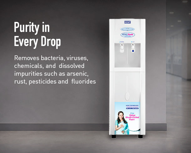 Infographic showing features and benefits of KENT Perk water purifier from Kent RO Systems.