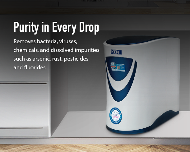 KENT Sterling Plus water purifier with digital display and sleek design, equipped with advanced filtration system for clean drinking water.