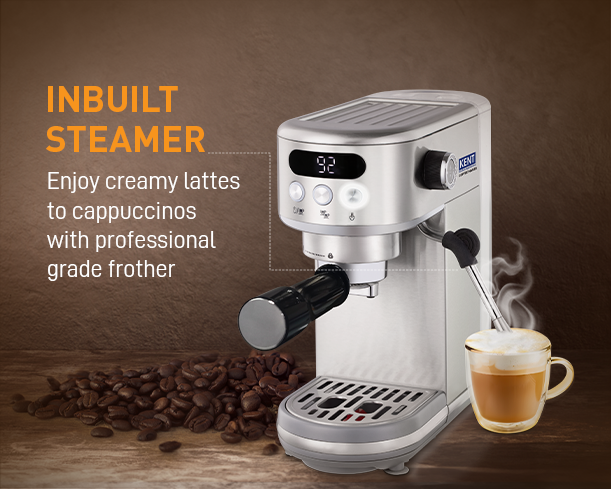 Kent coffee maker by Kent RO Systems brewing fresh coffee in a modern kitchen setting, with a sleek design and digital controls.
