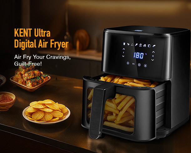 Kent Ultra Digital Air Fryer 4.5L with digital display and sleek design, perfect for healthy frying and cooking at home.