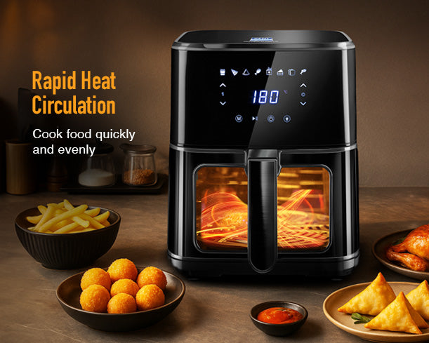 Kent Ultra Digital Air Fryer 4.5L with digital touchscreen control and compact design for healthy frying in the kitchen.