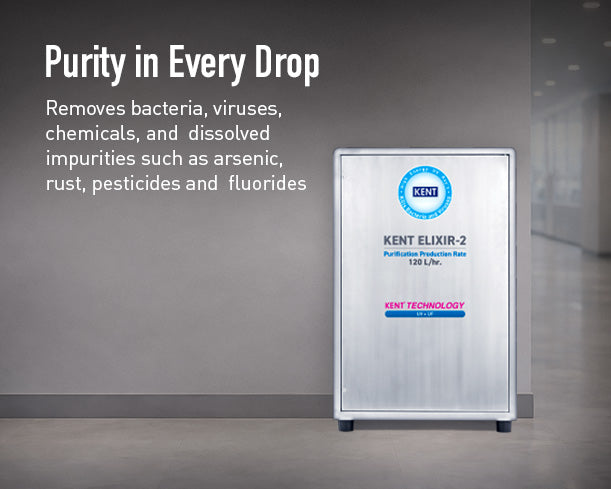 Kent Elixir 2 commercial RO water purifier with multiple filtration stages and sleek design, ideal for clean drinking water.