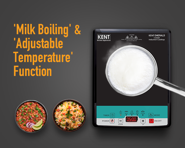 Kent Emerald induction cooktop with digital control panel and sleek black surface, ideal for efficient cooking.