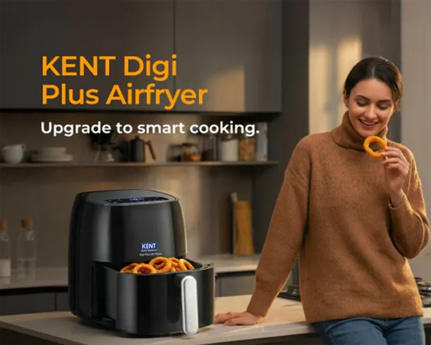 Kent Digi Plus Air Fryer 4L with digital controls and sleek design, perfect for healthy cooking in modern kitchens.