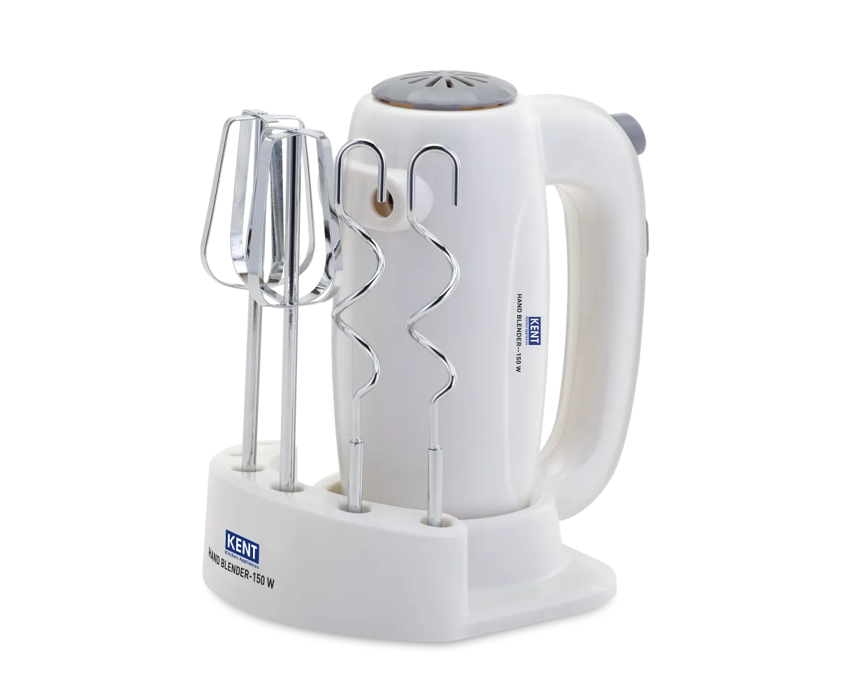 Kent Hand Blender 150W from Kent RO Systems featuring a sleek design and blending attachments for versatile kitchen use.