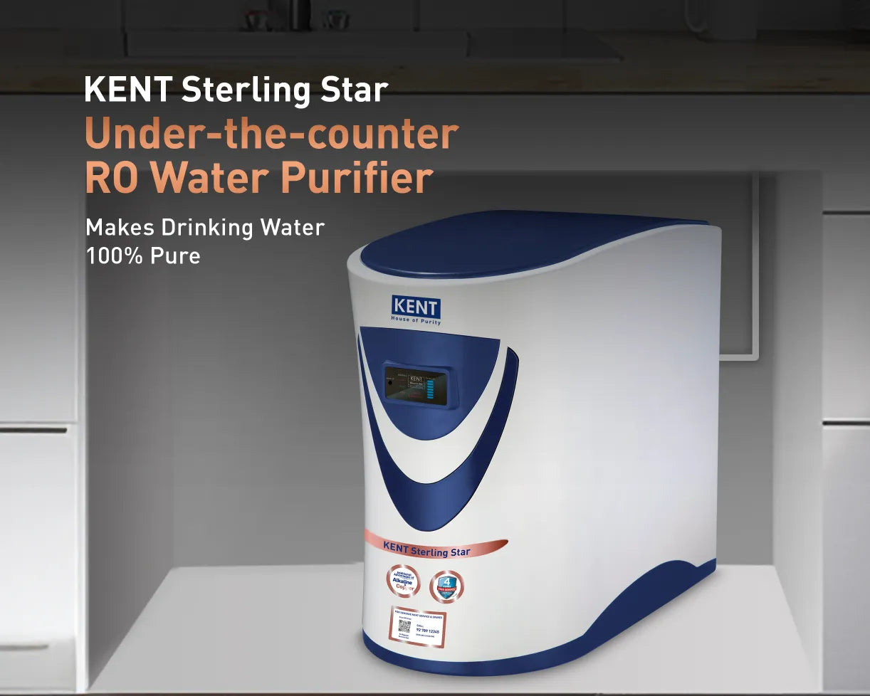 Kent Sterling Star water purifier by Kent RO Systems, featuring a sleek white design with digital display and multiple filtration stages.