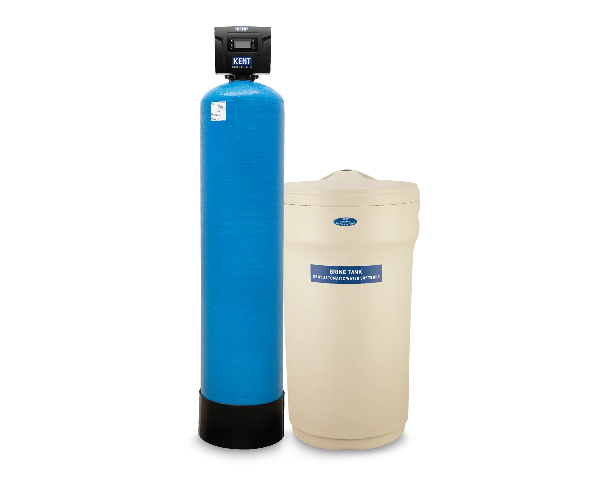Kent Automatic Water Softener 100L by Kent RO Systems, showing the sleek unit with control panel and softening components.