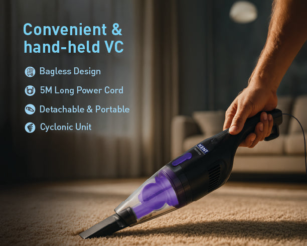 Kent Duster Vacuum Cleaner from Kent RO Systems, handheld appliance with a white and blue body for dust removal and cleaning.