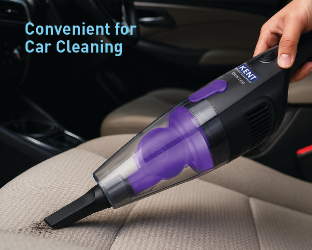 Kent Duster vacuum cleaner by Kent RO Systems, showing a compact, handheld vacuum with dusting attachments in a clean, modern setting.