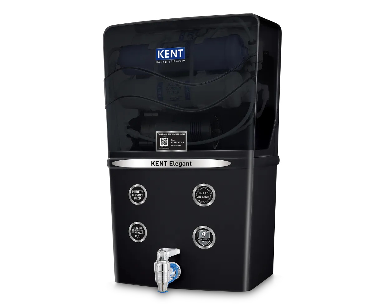 Kent Elegant RO Water Purifier from Kent RO Systems with sleek design and transparent water tank.