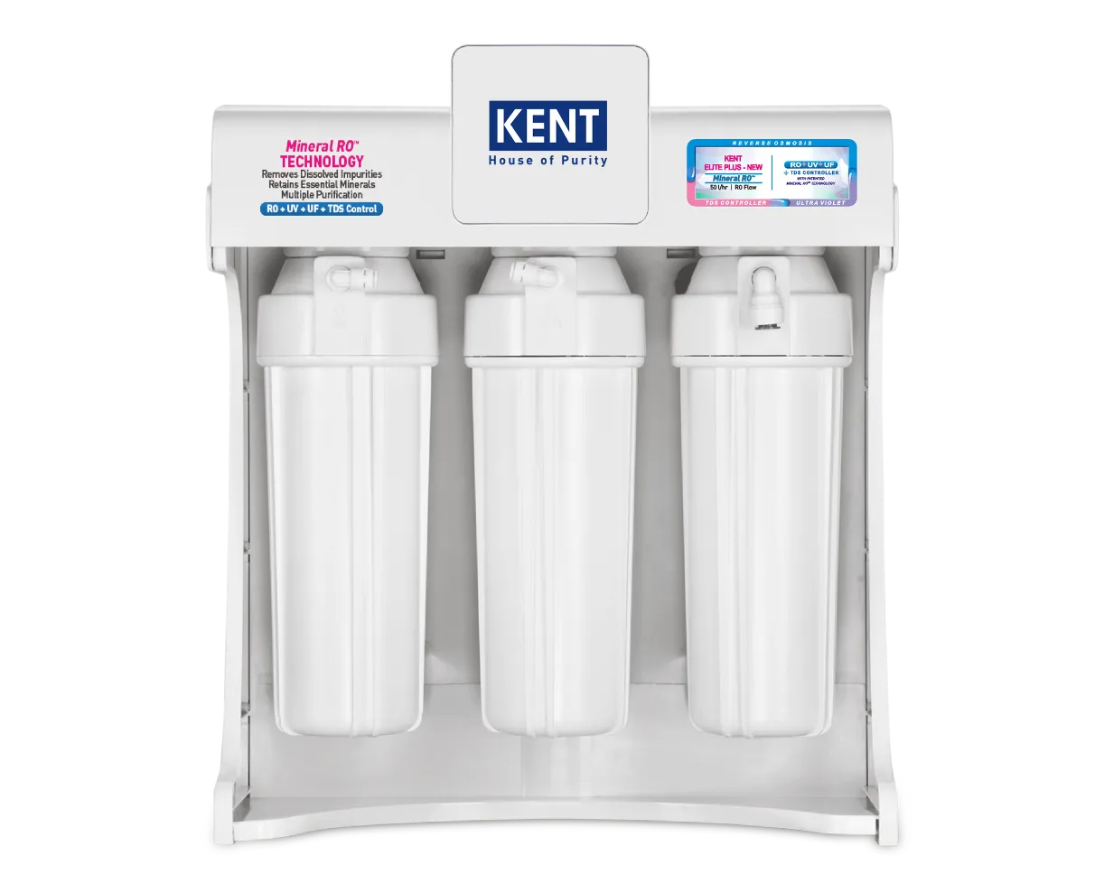 Kent Elite Plus New water purifier from Kent RO Systems with a sleek design and digital display panel.