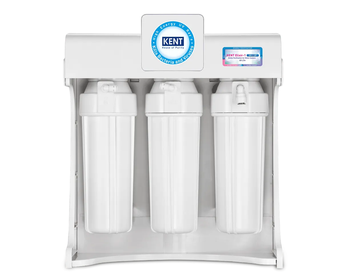 Kent Elixir 1 Commercial RO Water Purifier from Kent RO Systems with filters and control panel visible.