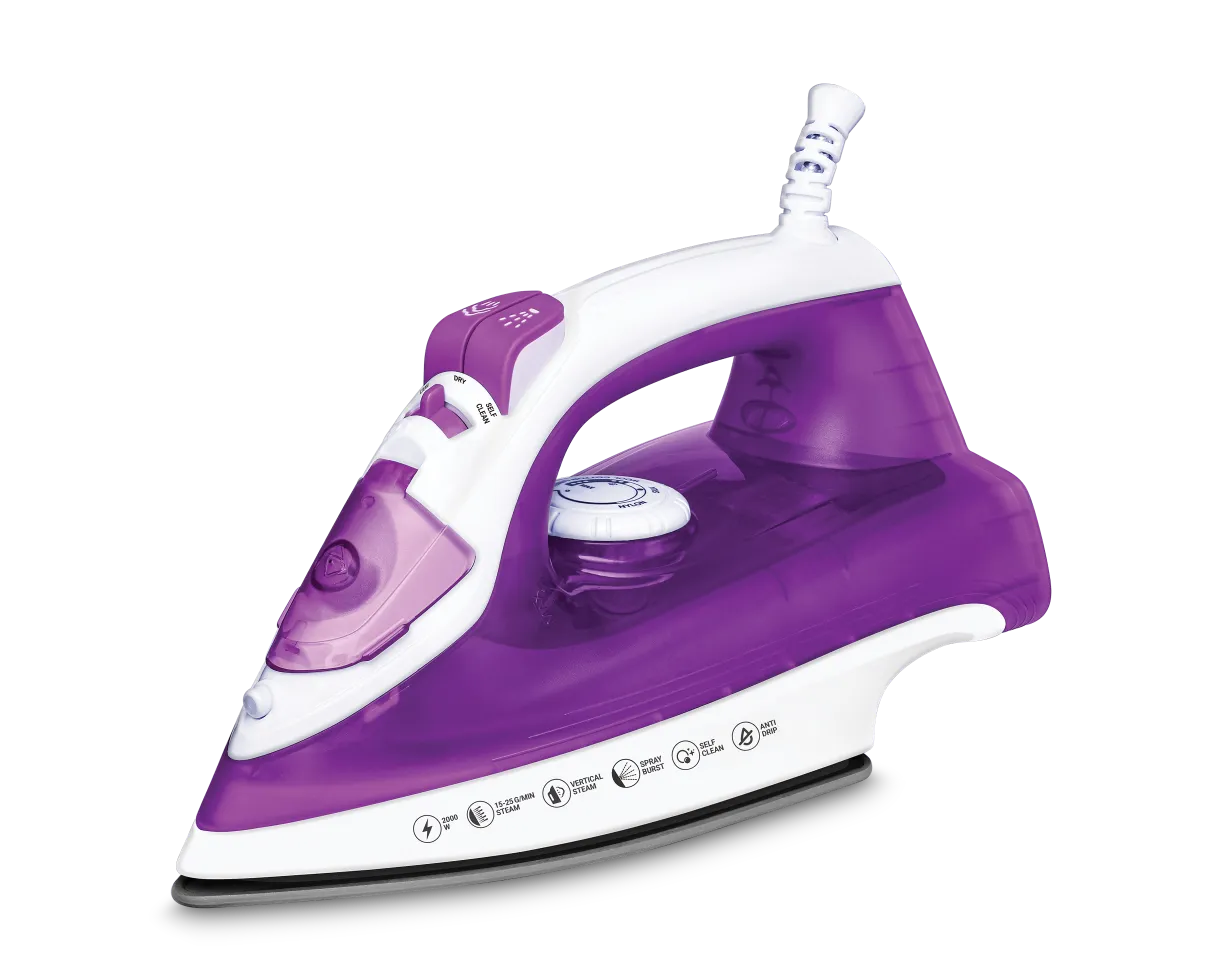Kent Luxe 2000W Steam Iron with ergonomic handle and stainless steel soleplate for efficient, smooth ironing.