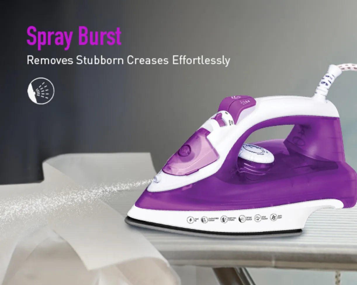 Kent Luxe 2000 W steam iron with stainless steel soleplate and ergonomic handle, ready for smooth ironing.