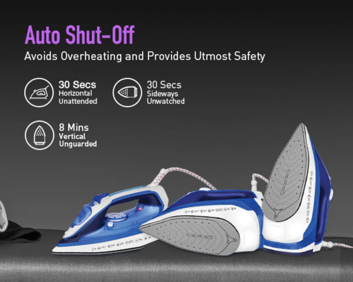 Kent Luxe 2200W steam iron with stainless steel soleplate and ergonomic handle, ready for smooth, efficient ironing.