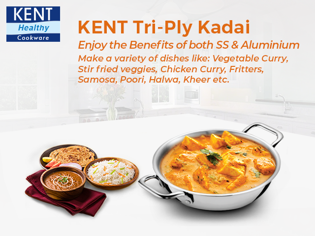 KENT Tri-Ply Kadai with SS Lid KENT Tri-Ply Kadai with SS Lid