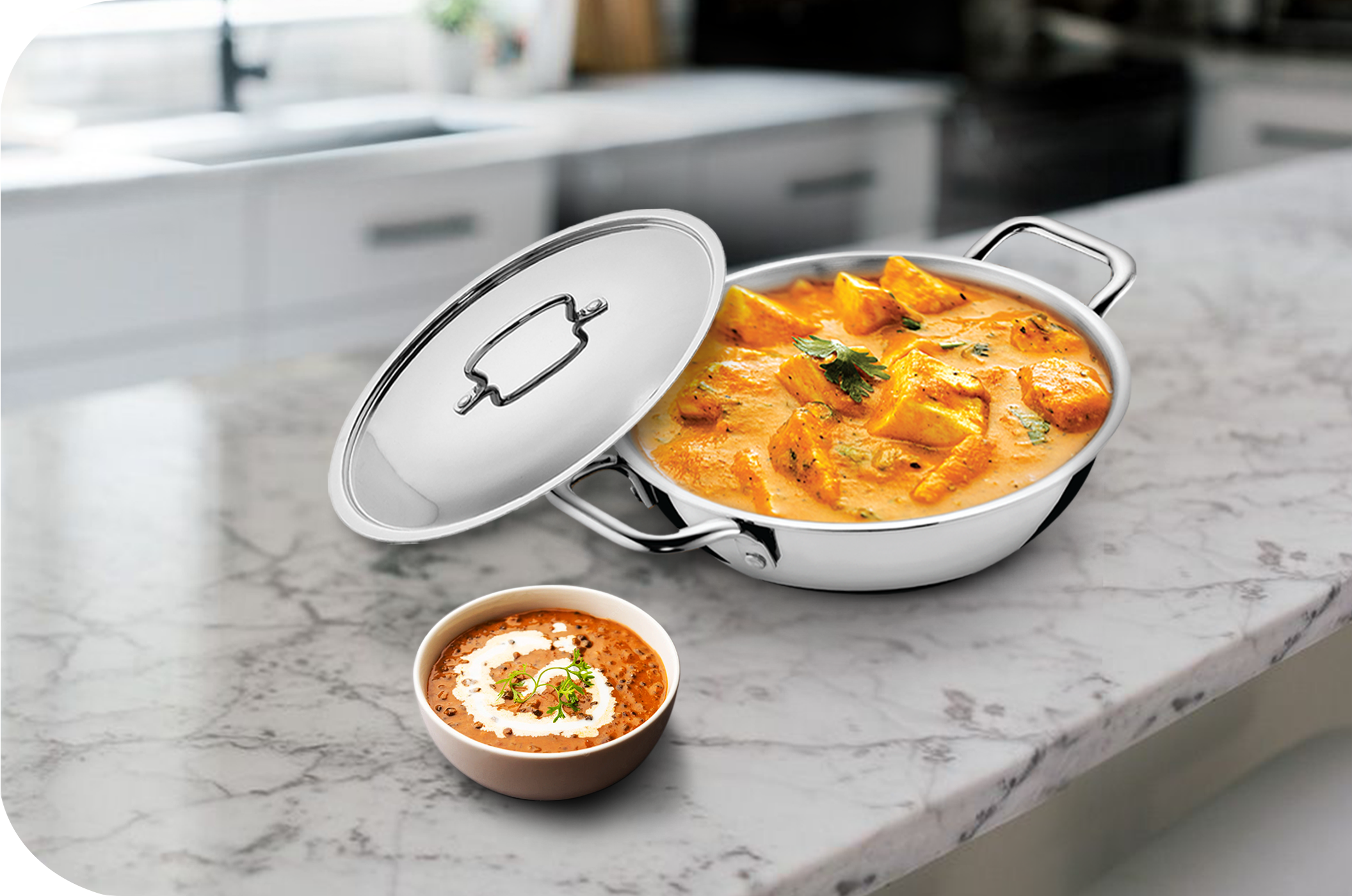 KENT Tri-Ply Kadai with SS Lid