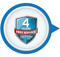 1 Year Warranty + 3 Years Free Service AMC
